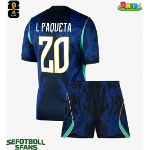 Brasilien Lucas Paqueta #20 Bortaställ Barn VM 2026 Kortärmad (+ Korta byxor)